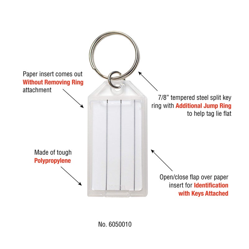 Lucky Line Key Tag with Flap and Split Ring, Clear, 100 per Display Box (6050010) - Image 4